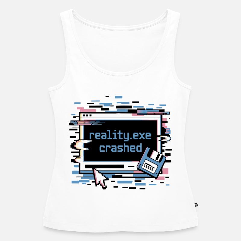 Reality.exe Crashed Retro Pixel Design - Women’s Premium Organic Tank top - white
