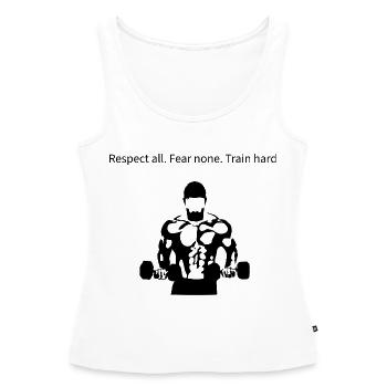 Stylized Bodybuilder Silhouette - Women’s Premium Organic Tank top - white - Front - AI Model Female 172 light (172cm)