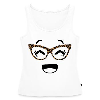 Süßes Gesicht Im Kawaii-Stil mit Leopard Brille - Frauen Premium Organic Tank Top - Weiß - Vorne - AI Model Female 172 light (172cm)