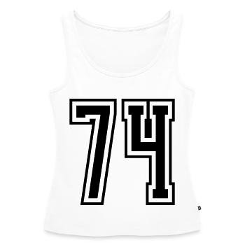 74 digit number - Women’s Premium Organic Tank top - white - Front - AI Model Female 172 light (172cm)
