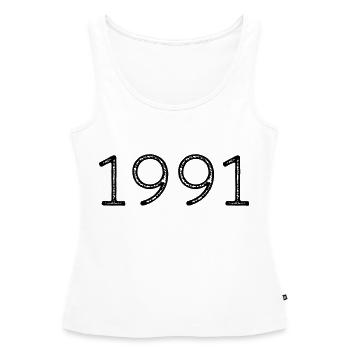 Année de naissance 1991 Anniversaire - Débardeur bio Premium Femme - blanc - Devant - AI Model Female 172 light (172cm)