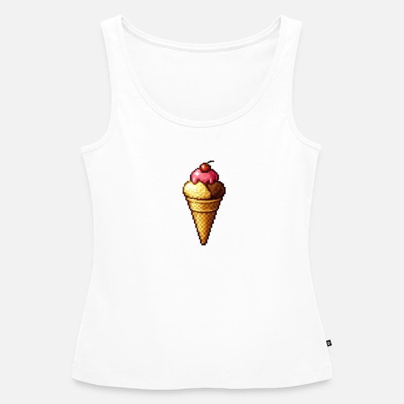 Retro Pixel Eiscreme Cone - Women’s Premium Organic Tank top - white