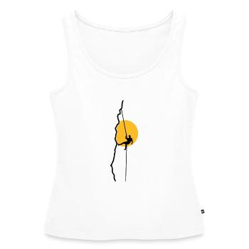 Grimpeur rappel au coucher du soleil - Débardeur bio Premium Femme - blanc - Devant - AI Model Female 172 light (172cm)