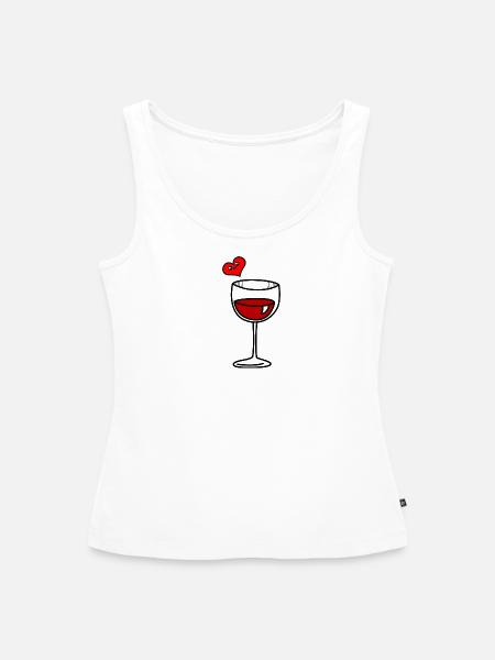 Weinglas mit Herz - Frauen Premium Organic Tank Top - Weiß