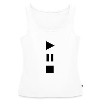 Play Bande, cassette, music, tapes, radio - Débardeur bio Premium Femme - blanc - Devant - AI Model Female 172 light (172cm)