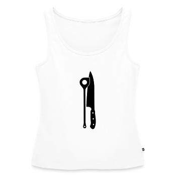 Cuillère en bois et le couteau - Débardeur bio Premium Femme - blanc - Devant - AI Model Female 172 light (172cm)