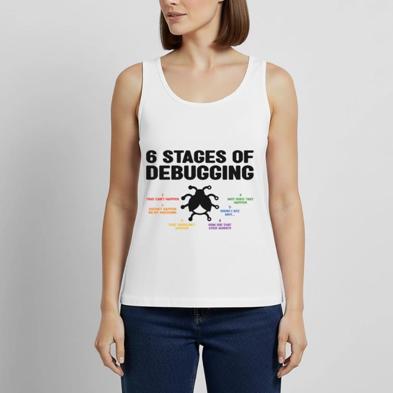 6 Stages Of Debugging Coder Programmer Software De Frauen Premium Organic Tank Top