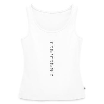 saufmaennchen_2_farbig_5_mal_untereinand - Frauen Premium Organic Tank Top - Weiß - Vorne - AI Model Female 172 light (172cm)