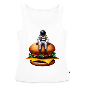 Astronaute spatial Cheeseburger - Débardeur bio Premium Femme - blanc - Devant - AI Model Female 172 light (172cm)