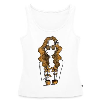 Fille de fleurs bizarre new Age hippie - Débardeur bio Premium Femme - blanc - Devant - AI Model Female 172 light (172cm)
