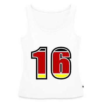 16 Numéro Allemagne Jersey - Débardeur bio Premium Femme - blanc - Devant - AI Model Female 172 light (172cm)