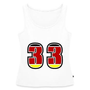 33 Numéro Allemagne Jersey - Débardeur bio Premium Femme - blanc - Devant - AI Model Female 172 light (172cm)