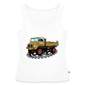 Unimog - Oldtimer - Offroad - Dispositif moteur universel - Débardeur bio Premium Femme - blanc - Devant - AI Model Female 172 light (172cm)