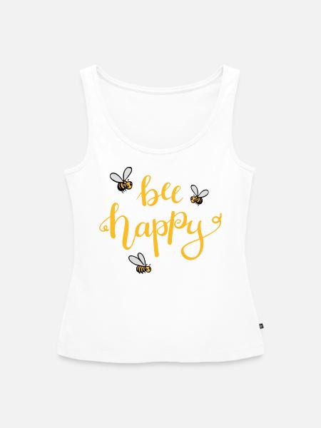 bee happy - Frauen Premium Organic Tank Top - Weiß