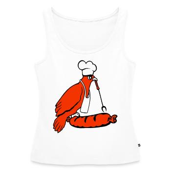 Oiseau griller des saucisses griller délicieusement manger des saucisses - Débardeur bio Premium Femme - blanc - Devant - AI Model Female 172 light (172cm)