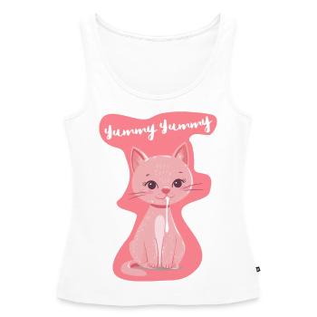 Süßes 'Yummy' Katzenbaby-Shirt in Rosa - Frauen Premium Organic Tank Top - Weiß - Vorne - AI Model Female 172 light (172cm)