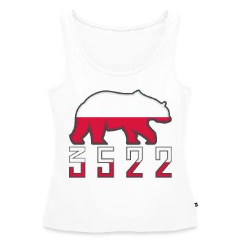 Wojtek l’ours soldat - Débardeur bio Premium Femme - blanc - Devant - AI Model Female 172 light (172cm)