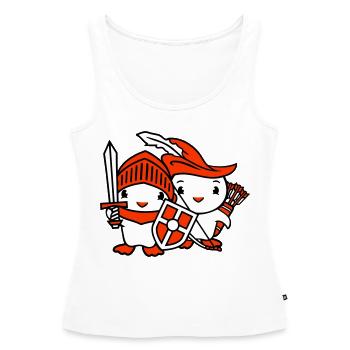 2 Ducks Knight Archer Épée Bouclier Combattant - Débardeur bio Premium Femme - blanc - Devant - AI Model Female 172 light (172cm)
