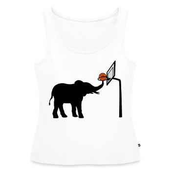 Silhouette d’éléphant jouant au basket-ball - Débardeur bio Premium Femme - blanc - Devant - AI Model Female 172 light (172cm)