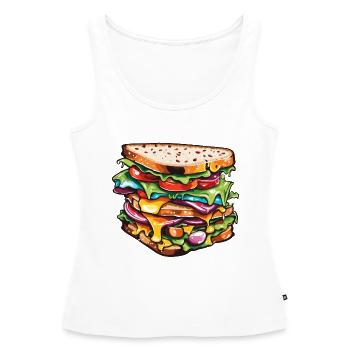 Sandwich / Sandwich / Nourriture / Épicerie - Débardeur bio Premium Femme - blanc - Devant - AI Model Female 172 light (172cm)