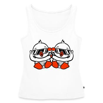 2 oiseaux bébé enfant hochet couche lunettes de soleil paix - Débardeur bio Premium Femme - blanc - Devant - AI Model Female 172 light (172cm)