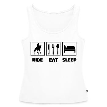 Chemise équestre Ride Eat Sleep Dressage - Débardeur bio Premium Femme - blanc - Devant - AI Model Female 172 light (172cm)