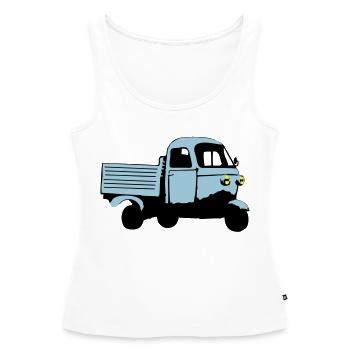 Ape tricycle Tee shirts - Débardeur bio Premium Femme - blanc - Devant - AI Model Female 172 light (172cm)