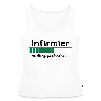 infirmier veuillez patienter - Débardeur bio Premium Femme - blanc - Devant - AI Model Female 172 light (172cm)