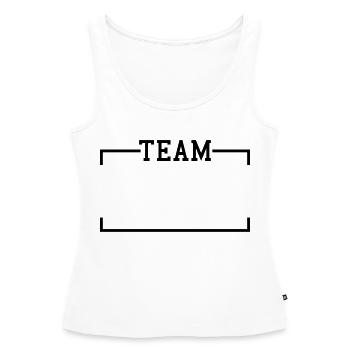 Cadre d'équipe avec zone de texte - Débardeur bio Premium Femme - blanc - Devant - AI Model Female 172 light (172cm)