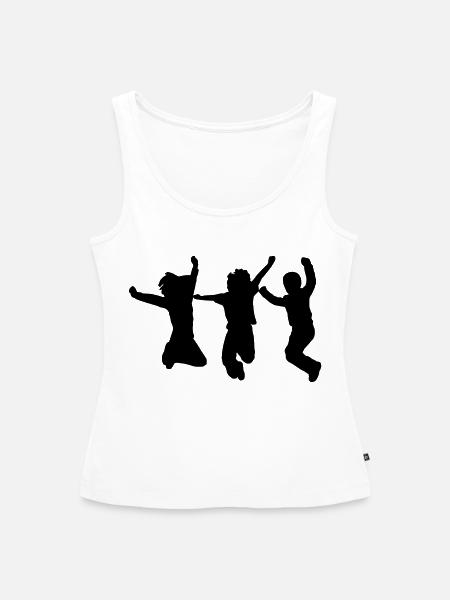 Drei Kinder die Hüpfen - Frauen Premium Organic Tank Top - Weiß
