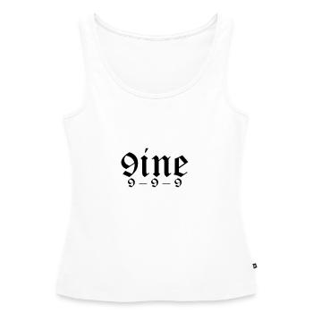 9INE - Women’s Premium Organic Tank top - white - Front - AI Model Female 172 light (172cm)