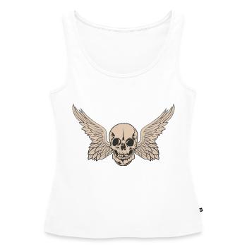 tete de mort aile crane skull aille 25032 w - Débardeur bio Premium Femme - blanc - Devant - AI Model Female 172 light (172cm)