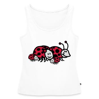 Coccinelle famille papa maman parents d'enfants - Débardeur bio Premium Femme - blanc - Devant - AI Model Female 172 light (172cm)