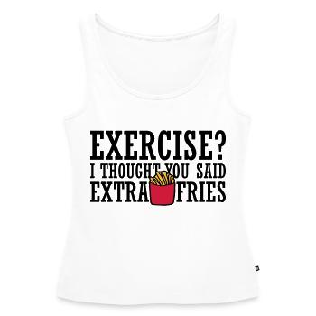 Exercice Extra Fries Citation - Débardeur bio Premium Femme - blanc - Devant - AI Model Female 172 light (172cm)
