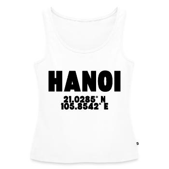 Hanoi - Design avec coordonnées - Débardeur bio Premium Femme - blanc - Devant - AI Model Female 172 light (172cm)