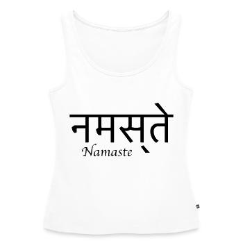 Namaste Sanskrit yoga noir - Débardeur bio Premium Femme - blanc - Devant - AI Model Female 172 light (172cm)