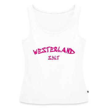 Westerland - Sylt - North Sea - Anchor - Seagull - Island - Women’s Premium Organic Tank top - white - Front - AI Model Female 172 light (172cm)
