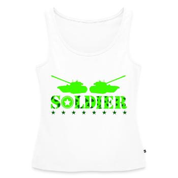 Char soldat - Débardeur bio Premium Femme - blanc - Devant - AI Model Female 172 light (172cm)