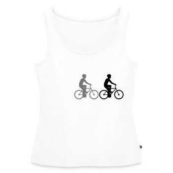 Amis d'équipage de sport d'équipe 3 cyclistes - Débardeur bio Premium Femme - blanc - Devant - AI Model Female 172 light (172cm)