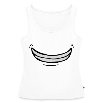 Large sourire comique exubérant - Débardeur bio Premium Femme - blanc - Devant - AI Model Female 172 light (172cm)