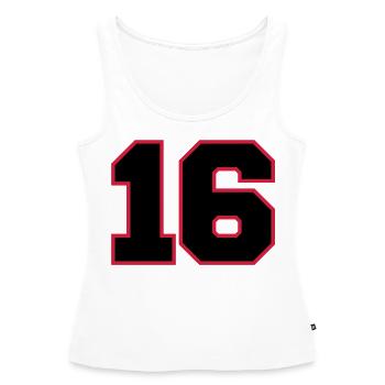 Number16 - Women’s Premium Organic Tank top - white - Front - AI Model Female 172 light (172cm)