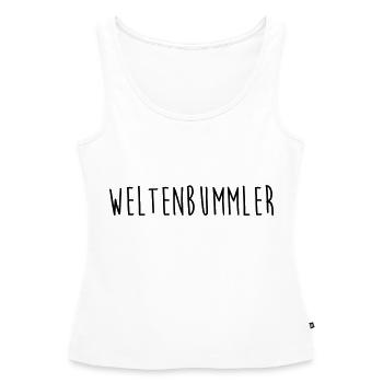 Weltenbummler - Frauen Premium Organic Tank Top - Weiß - Vorne - AI Model Female 172 light (172cm)