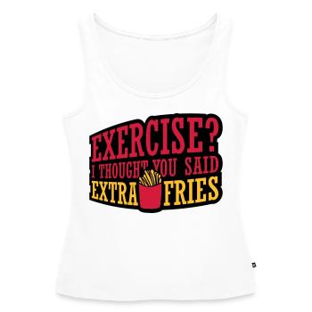 Exercice Extra Fries Citation - Débardeur bio Premium Femme - blanc - Devant - AI Model Female 172 light (172cm)