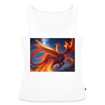 Ciel bleu rouge avec une créature générée par l’IA - Débardeur bio Premium Femme - blanc - Devant - AI Model Female 172 light (172cm)