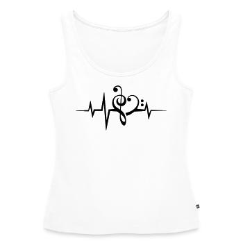 Notes de musique pulsation rythme cardiaque j'aime la musique, coeur - Débardeur bio Premium Femme - blanc - Devant - AI Model Female 172 light (172cm)