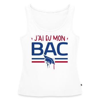 J'ai eu mon Bac | Le Cadeau Pour le Bac - Débardeur bio Premium Femme - blanc - Devant - AI Model Female 172 light (172cm)