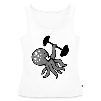 Oktopus Bodybuilder Muskelaufbau Fitnessstudio Gym - Frauen Premium Organic Tank Top - Weiß - Vorne - AI Model Female 172 light (172cm)