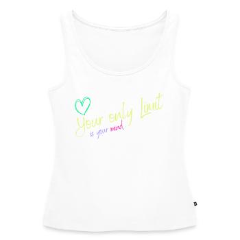 Motivation - sans limites / sans limites - Débardeur bio Premium Femme - blanc - Devant - AI Model Female 172 light (172cm)