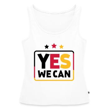 Yes we can Noir Rouge Or Allemagne fans de football - Débardeur bio Premium Femme - blanc - Devant - AI Model Female 172 light (172cm)