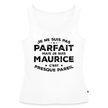 Maurice Un Prénom, Une Attitude L’Humour Maurice - Débardeur bio Premium Femme - blanc - Devant - AI Model Female 172 light (172cm)